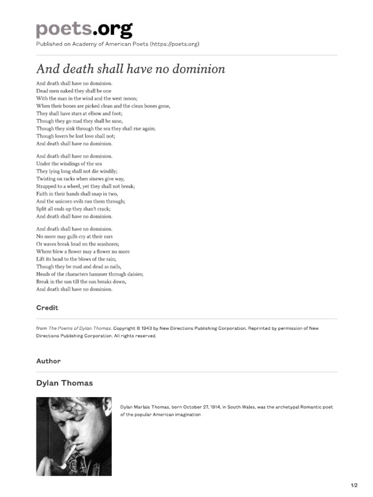 Dylan Thomas Poem | PDF