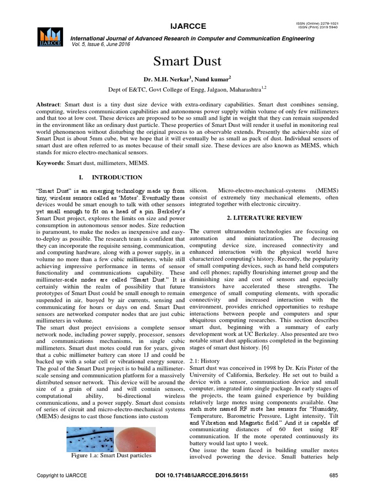 Smart Dust Report PDF | PDF | Microelectromechanical Systems ...