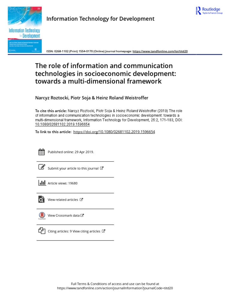 The Role of Information and Communication Technologies in Socioeconomic ...