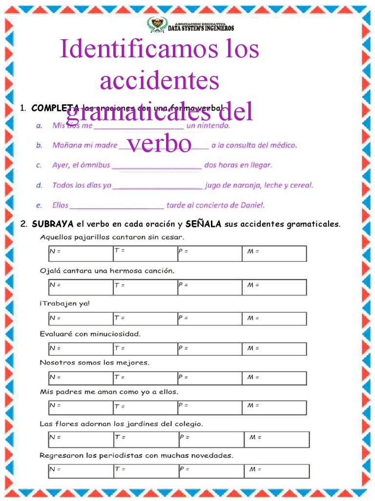 Ficha de Actividad - Accidentes Gramaticales Del Verbo | PDF