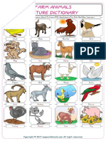 Farm Animals Picture Dictionary Word To Learn ESL Worksheets For Kids and New Learners 6014