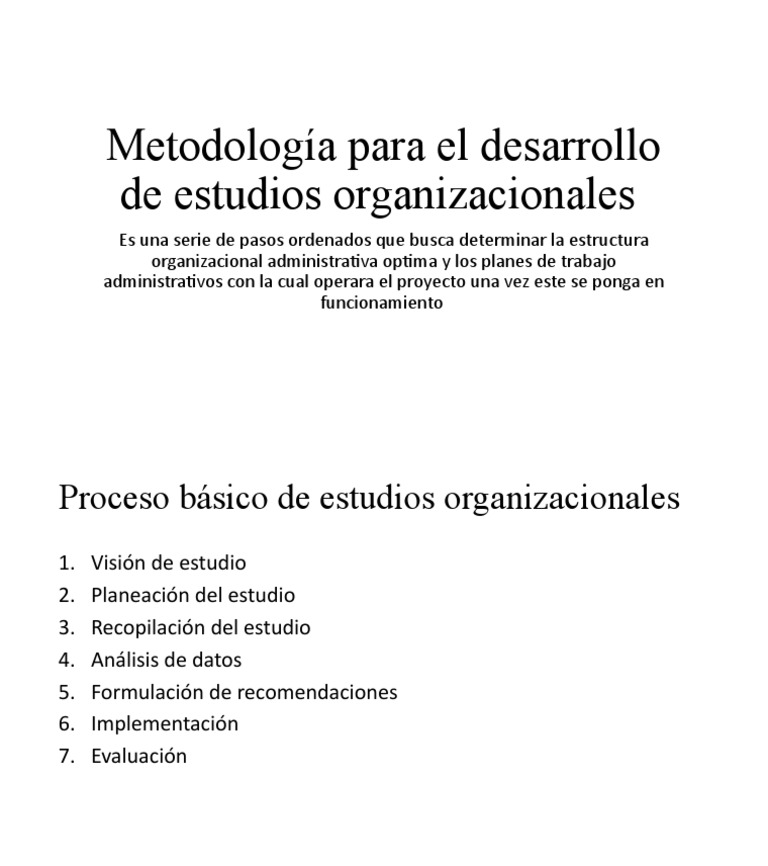 Metodología para El Desarrollo de Estudios Organizacionales | PDF