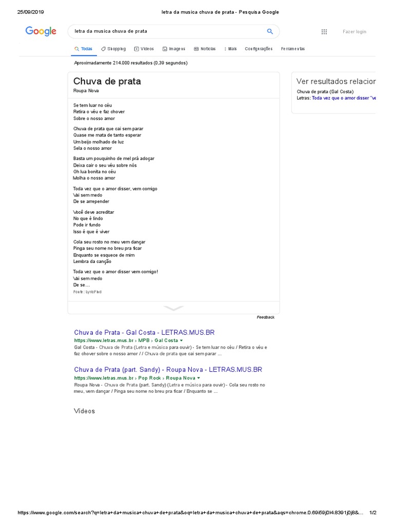 Letra Da Musica Chuva de Prata - Pesquisa Google | PDF | Entretenimento  (geral), image size:768x1024
