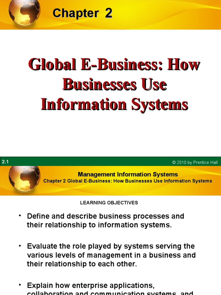 Global EBusiness How Businesses Use Information Systems PDF Information System