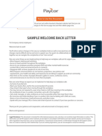 Sample Welcome Back Letter: How To Use This Document