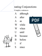 Subordinating Conjunctions Aaawwubbis Student Sheet