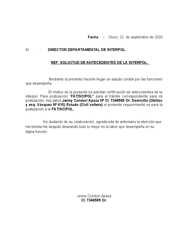 Solicitud Interpol. | PDF