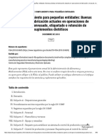 Guía de Cumplimiento para Pequeñas Entidades - Buenas Prácticas de Fabricación Actuales en Operaciones de Fabricación, Envasado, Etiquetado o Retención de Suplementos Dietéticos - FDA