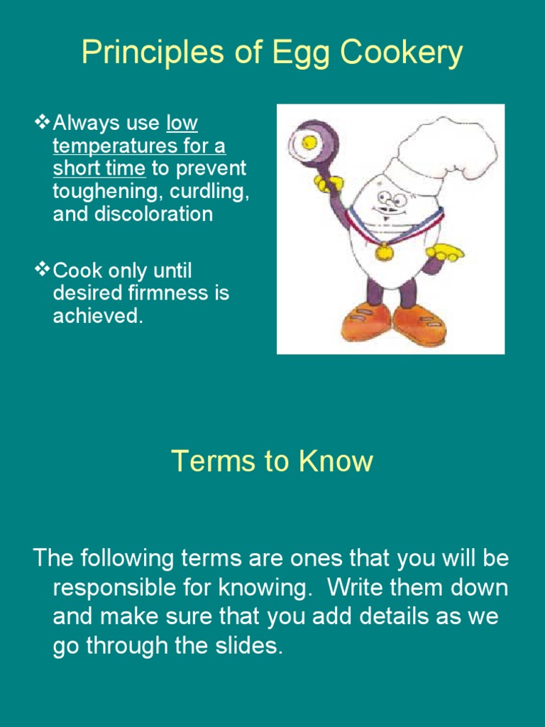 Principles of Egg Cookery | PDF | Egg As Food | Custard