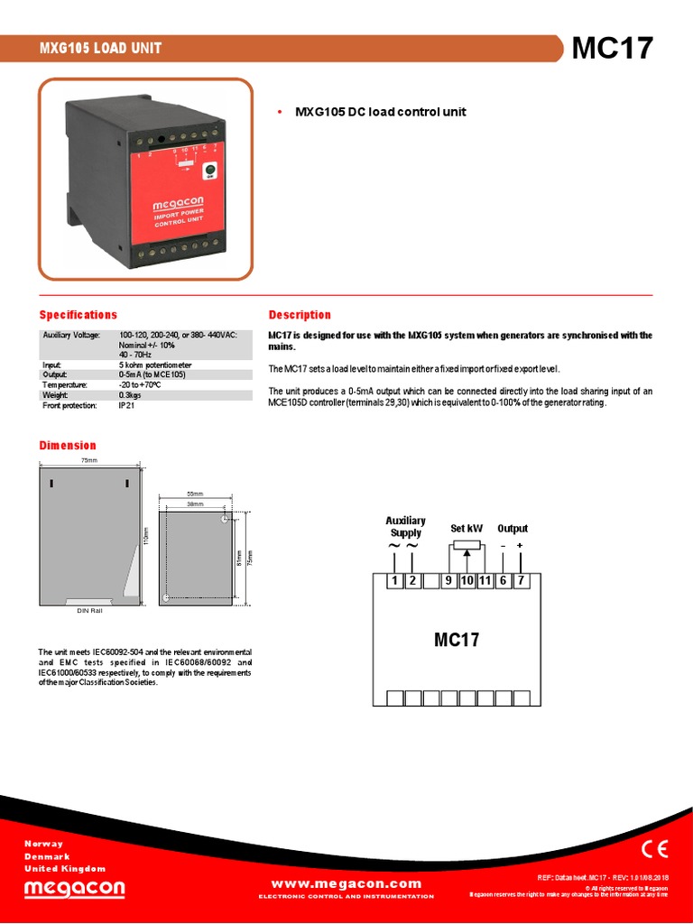MXG105 DC Load Control Unit PDF Mains Electricity Electrical
