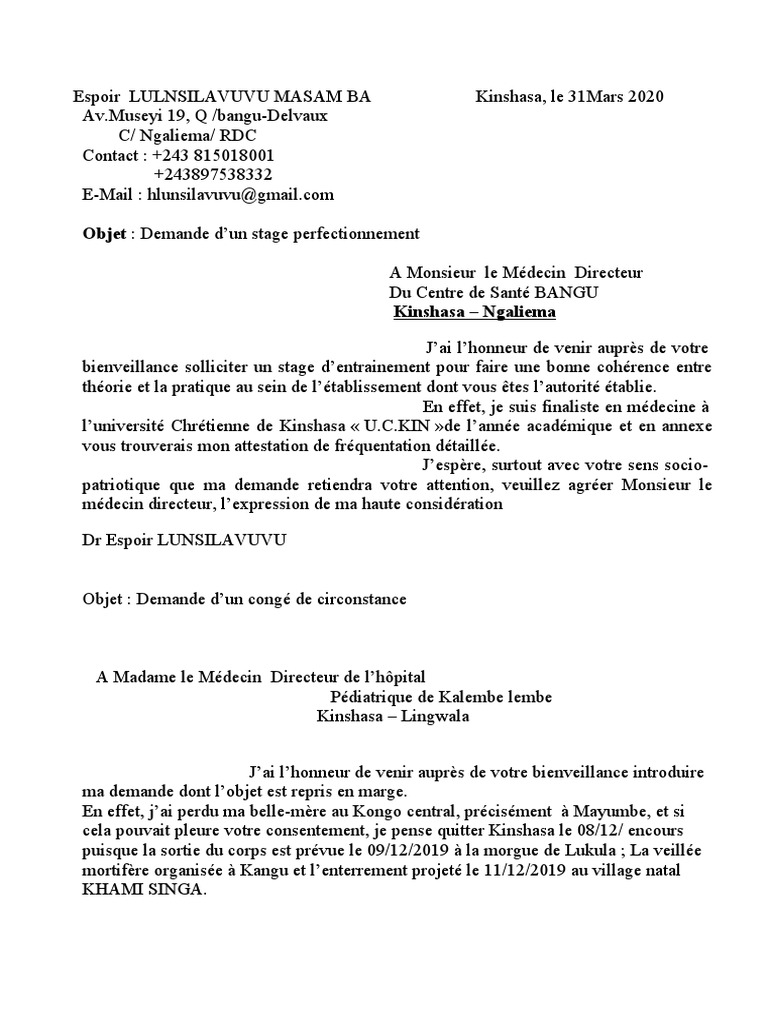 Lettre De Espoir Pdf
