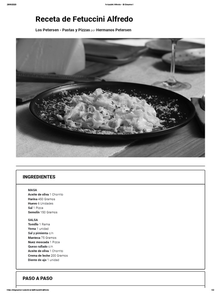 Fetuccini Alfredo - El Gourmet | PDF | Pasta | Cocina mediterranea