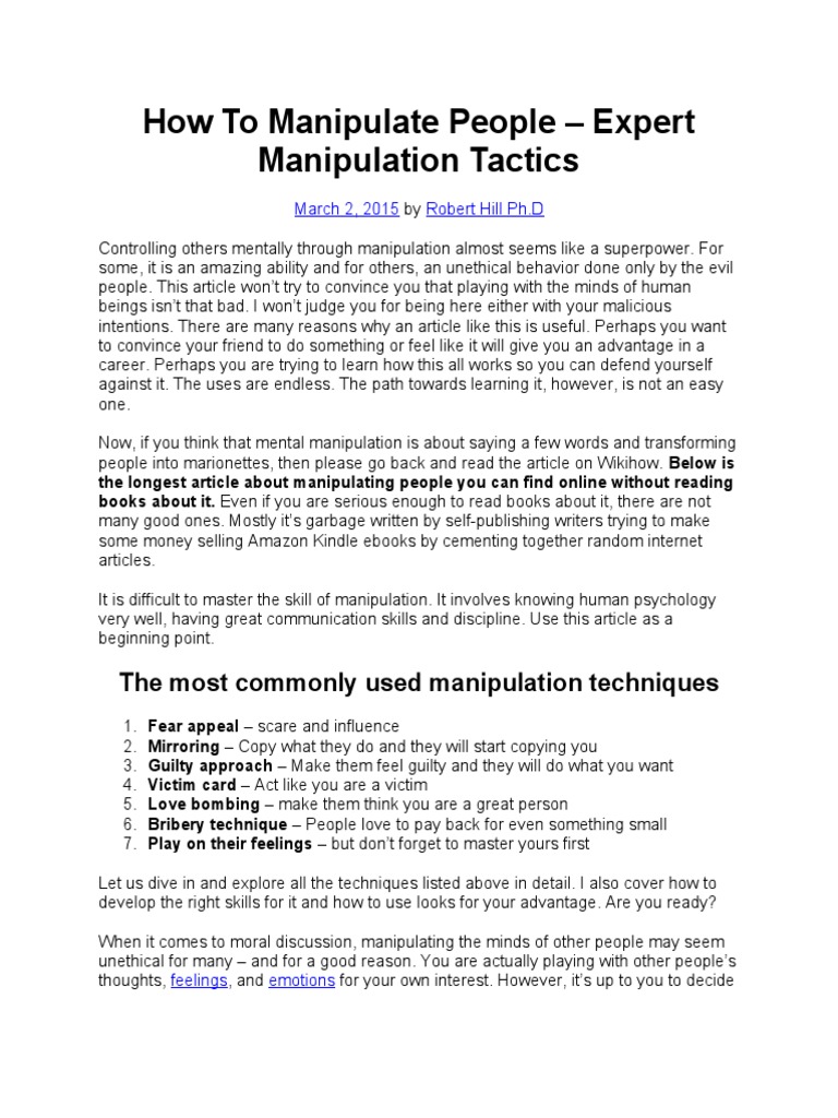 How To Manipulate People Expert Manipulation Tactics The Most