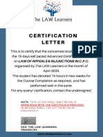 CERTIFICATION- APPEALS & INJUNCTIONS