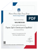 Certificado Rafael Pérez válido MESECYT