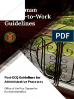 UP Diliman Return-to-Work Guidelines: Post-ECQ Guidelines For Administrative Processes