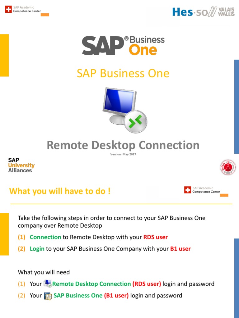 SAP B1 Remote Desktop Login Guide | PDF | Remote Desktop Services | Login
