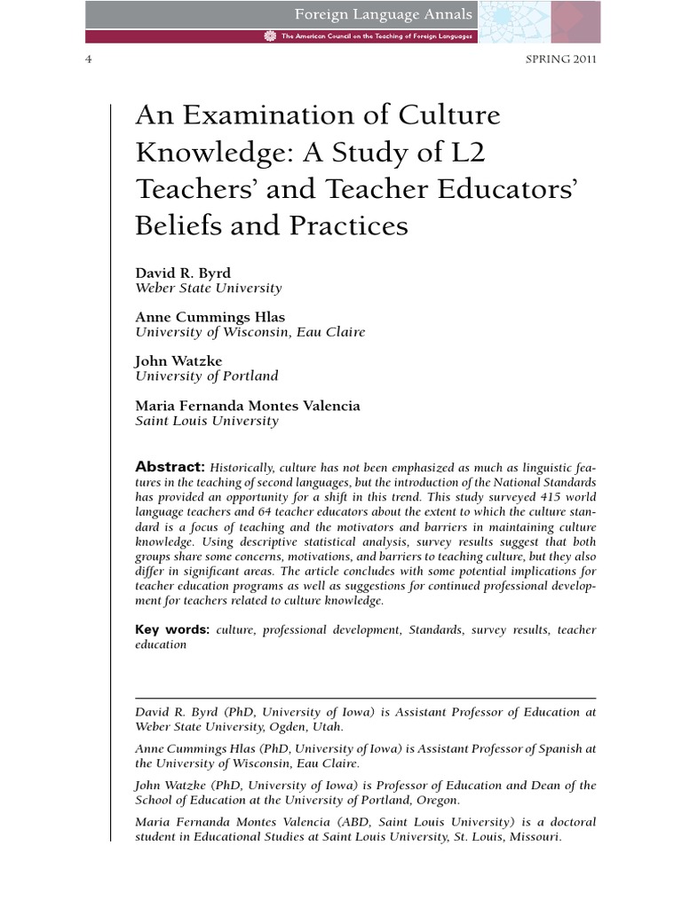 Culture in Second Language Teaching | PDF | Second Language | Teachers