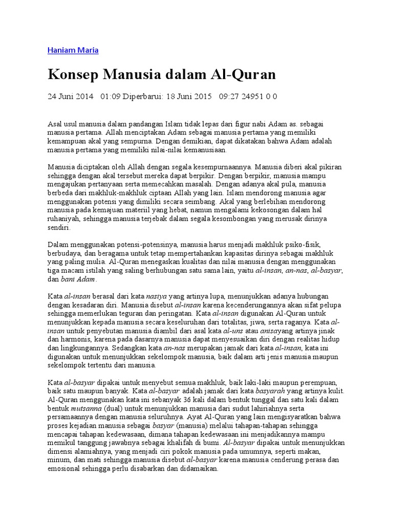 Konsep Manusia dalam Al-Quran | PDF | Agama & Spiritualitas