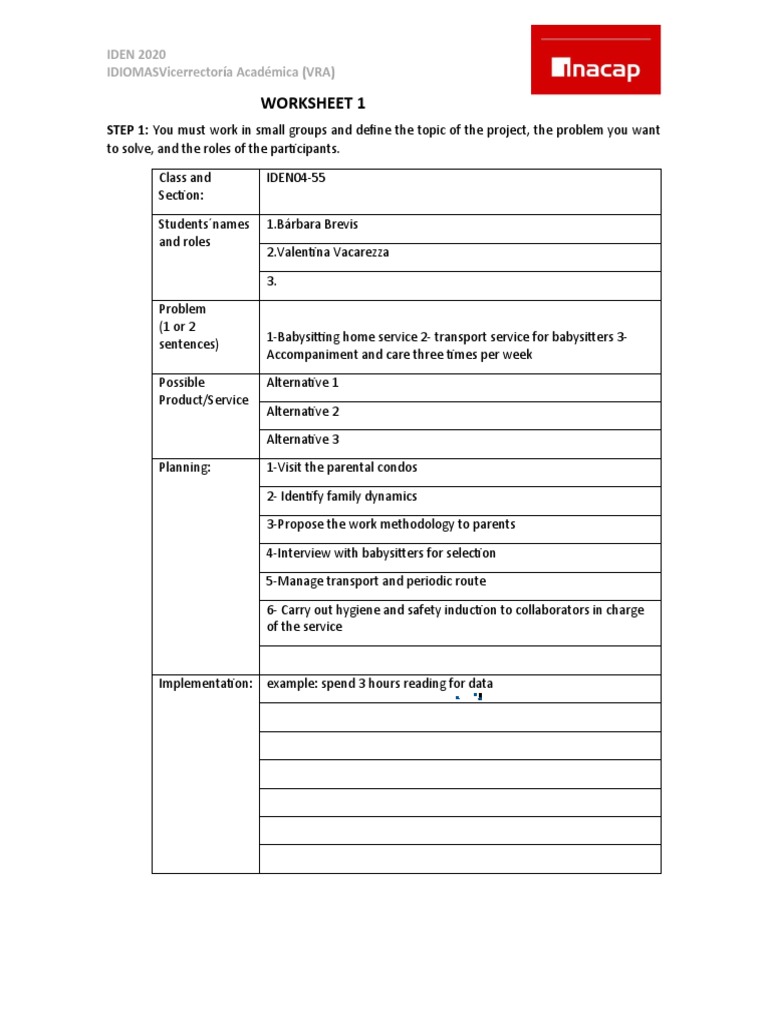 Worksheet 1: STEP 1: You Must Work in Small Groups and Define The Topic ...