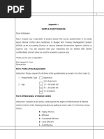 Appendix 1 Sample Questionnaire