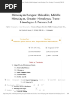 Himalayan Ranges - Shiwaliks, Middle Himalayas, Greater Himalayas, Trans-Himalayas & Purvanchal - PMF IAS