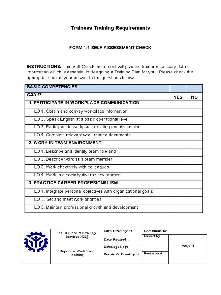 Trainees Training Requirements Overview | PDF | Restaurants | Foodservice