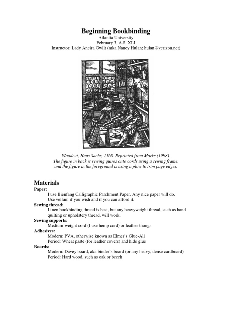 Beginning Bookbinding: Materials | PDF