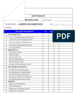 Audit Checklist Health and Safety Audit