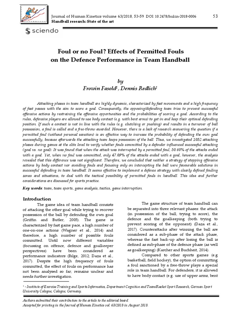 (18997562 Journal of Human Foul or No Foul Effects of