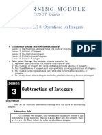 Learning Module: MODULE 4: Operations On Integers