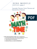 Learning Module: MATHEMATICS G10 Quarter 2 Module 2: Prove Remainder Theorem, Factor Theorem and Rational Root Theorem