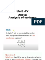 Unit - IV: Anova Analysis of Variance