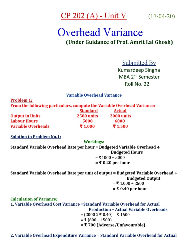 Overhead Variance Calculations Guide | PDF | Output (Economics) | Variance