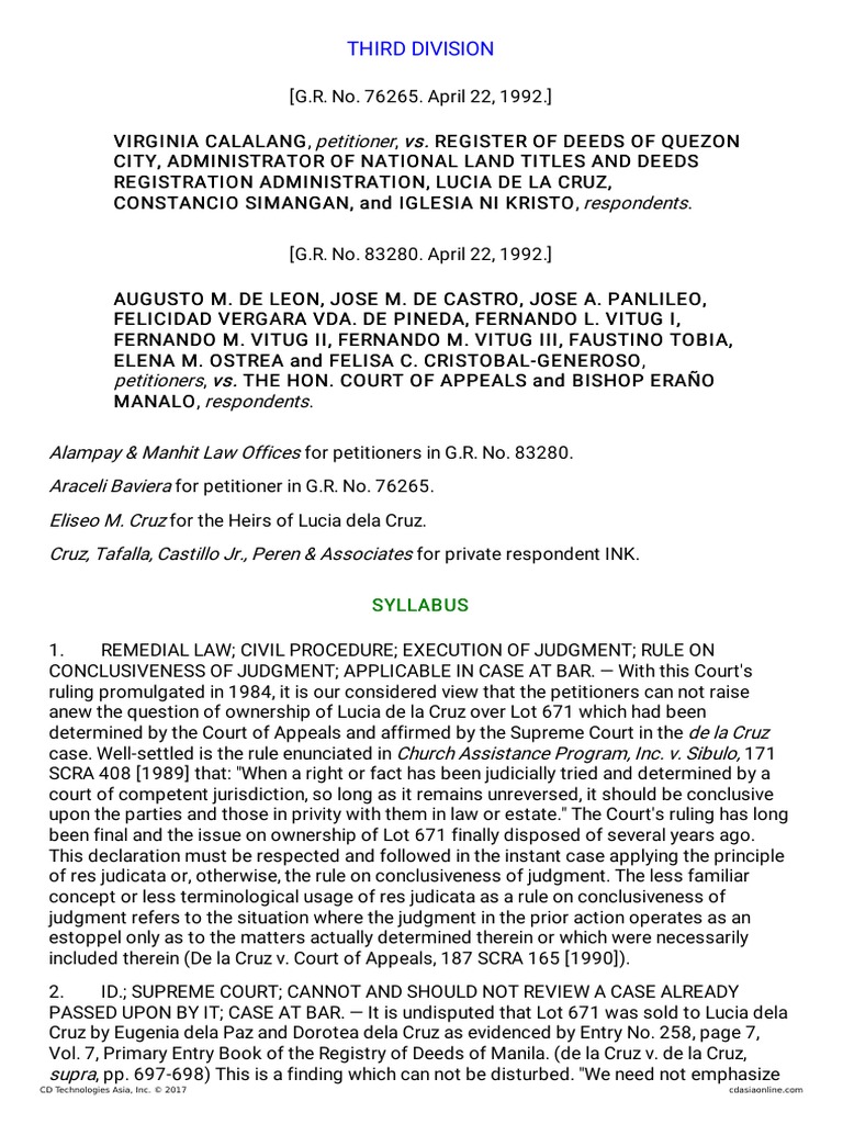 01 1292791992Calalang v. Register of Deeds of Quezon