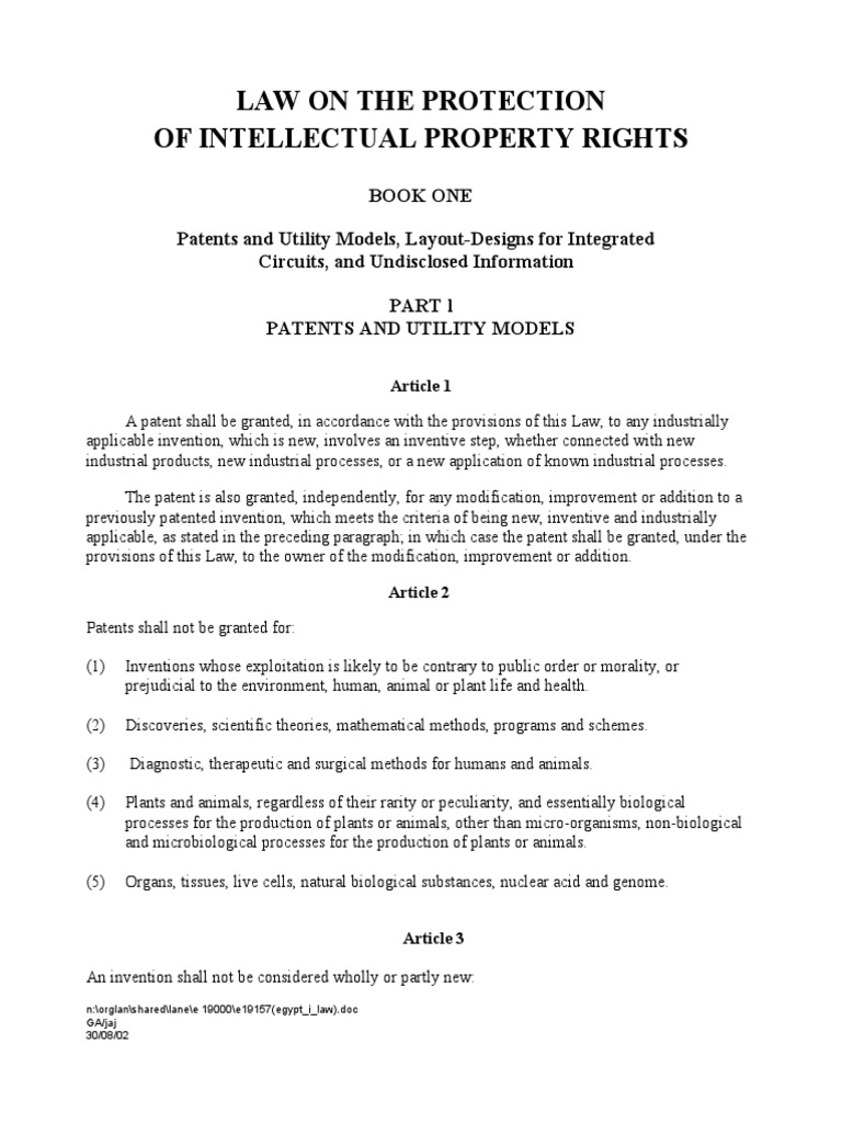 Law On The Protection of Intellectual Property Rights | PDF | Patent ...