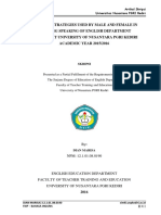 Learning Strategies Used by Male and Female in Learning Speaking of English Department Students at University of Nusantara Pgri Kediri ACADEMIC YEAR 2015/2016