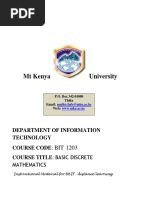 MT Kenya University: Department of Information Technology Course Code: Course Title: Basic Discrete