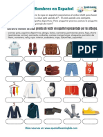 Man Clothes Spanish Worksheet PDF Ropa de Hombre Español Ejercicios 1