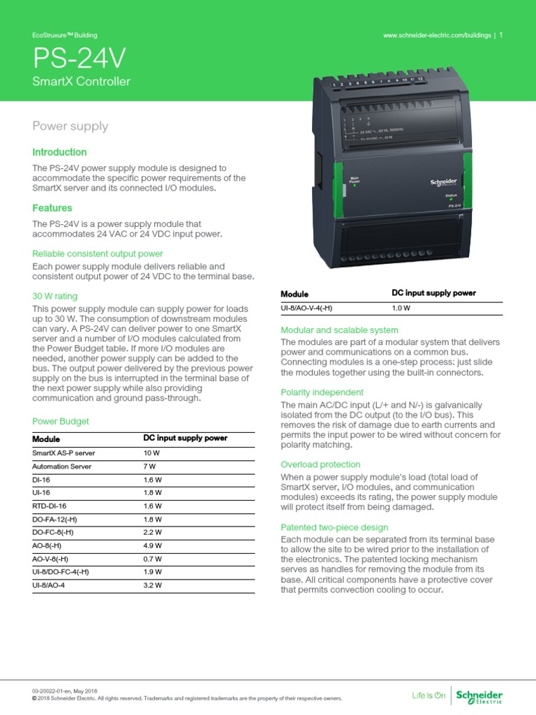 02.2 PS-24V - SmartX Conttroller | PDF | Power Supply | Electrical ...