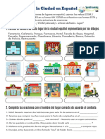 Places in Town in Spanish PDF Worksheet Los Lugares de La Ciudad en Español