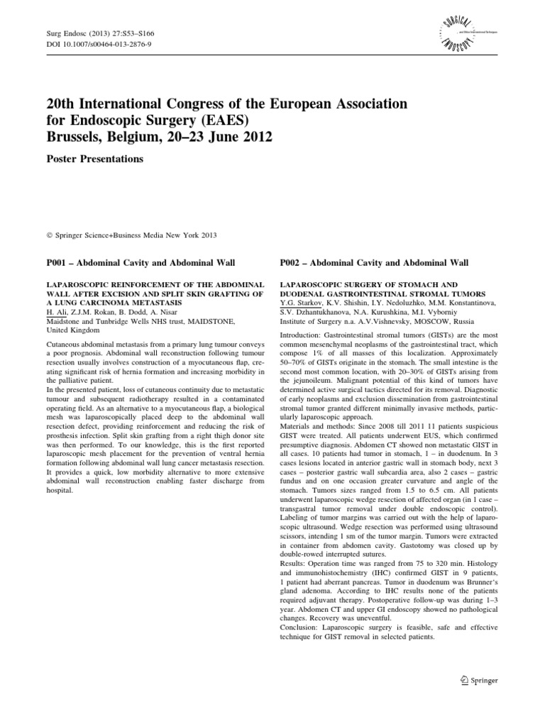 Europian Surgical Abstract 2 PDF | PDF | Surgery | Medical Specialties