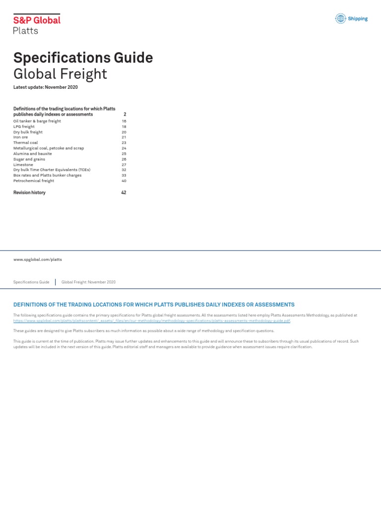 Platts Global Freight Specifications Guide | PDF | Oil Tanker | Cargo
