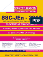Electrical Engineering: Memory Based Qeustions and Answer 23 January 2018 (Morning)