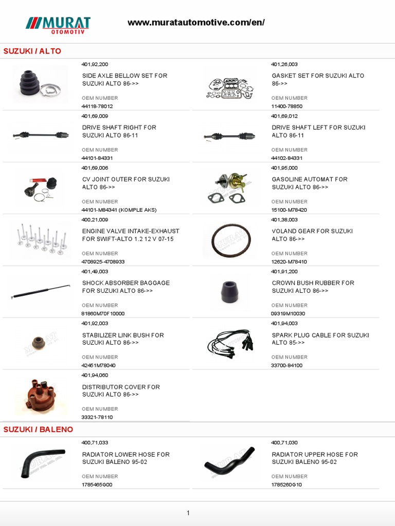 Suzuki Alto Parts Catalogue PDF | PDF | Distributor | Steering