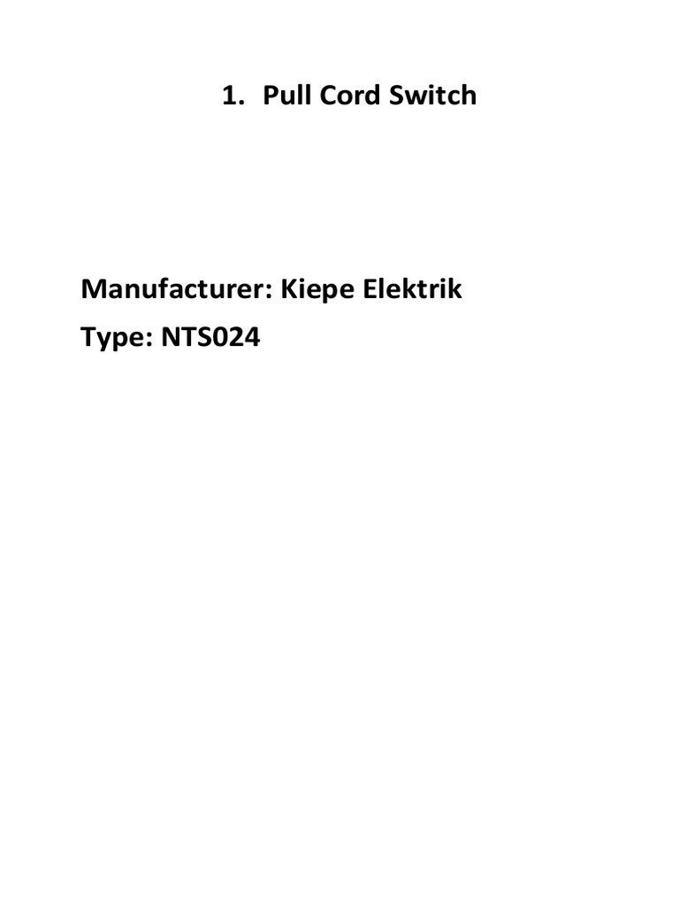 Kiepe Pull Rope Emergency Switch NTS | PDF | Switch | Electrical Connector