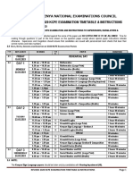 Revised 2020 Kcpe Examination Timetable & Instructions: The Kenya National Examinations Council