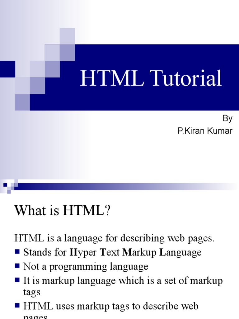HTML Tutorial: by P.Kiran Kumar | PDF | Html | Html Element