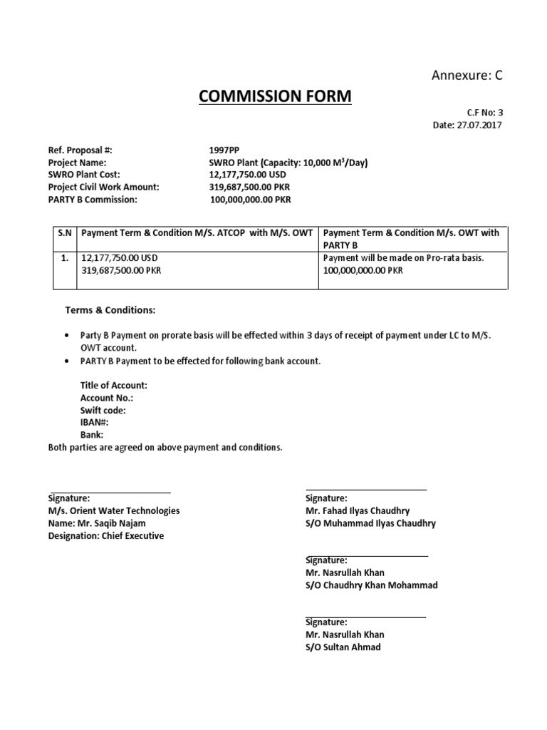 Commission Form C PDF | PDF