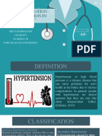 Health Promotion: "Hypertension in Lansia": BY: Selvi Rahmayani 1814201075 Nursing 5B Fort de Kock University